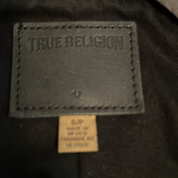True Religion Black Leather Jacket worn one time.  Like brand NEW - Picture 7 of 9